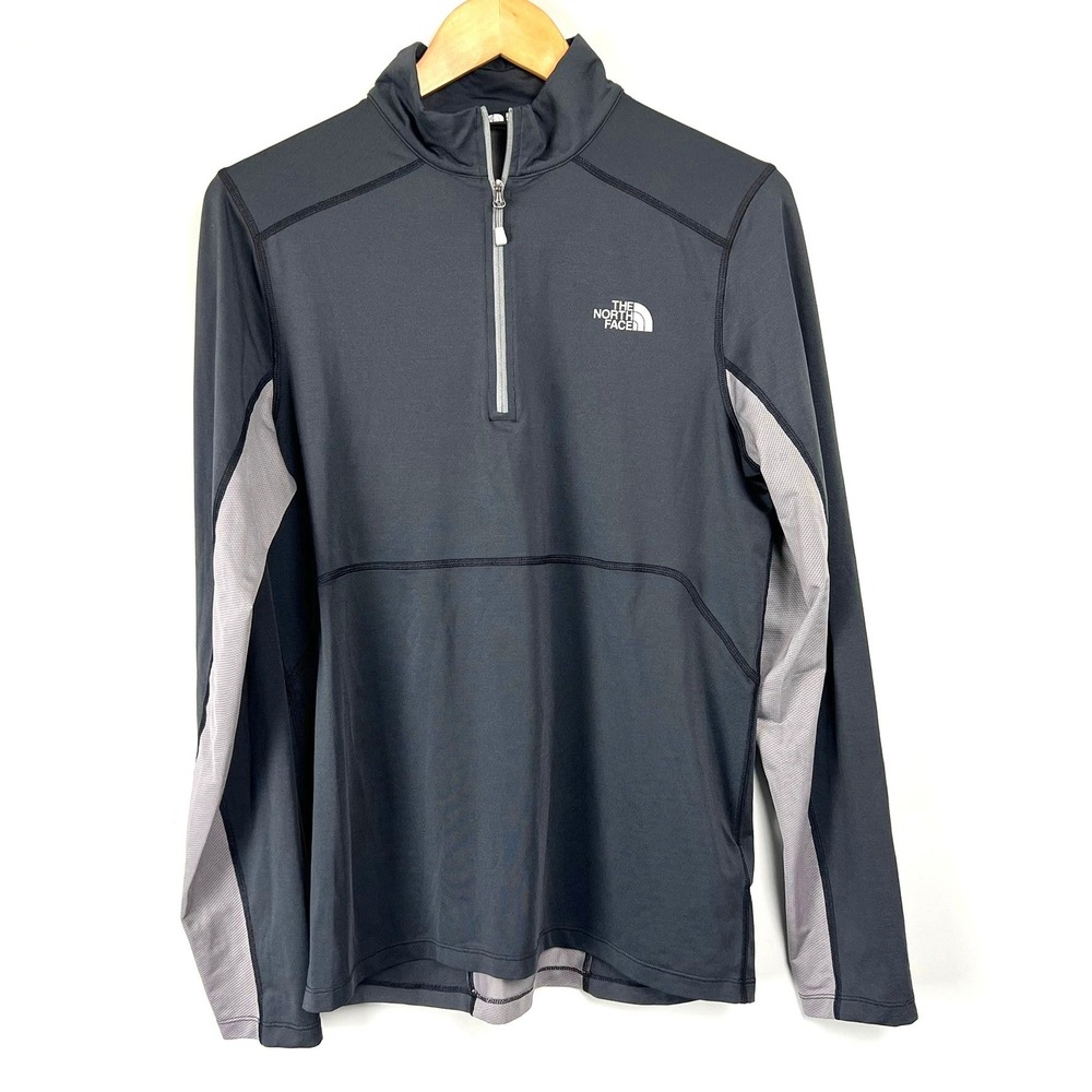 The North Face Mens Quarter Zip Performance Pullover Gray Mesh Panel Small S/P